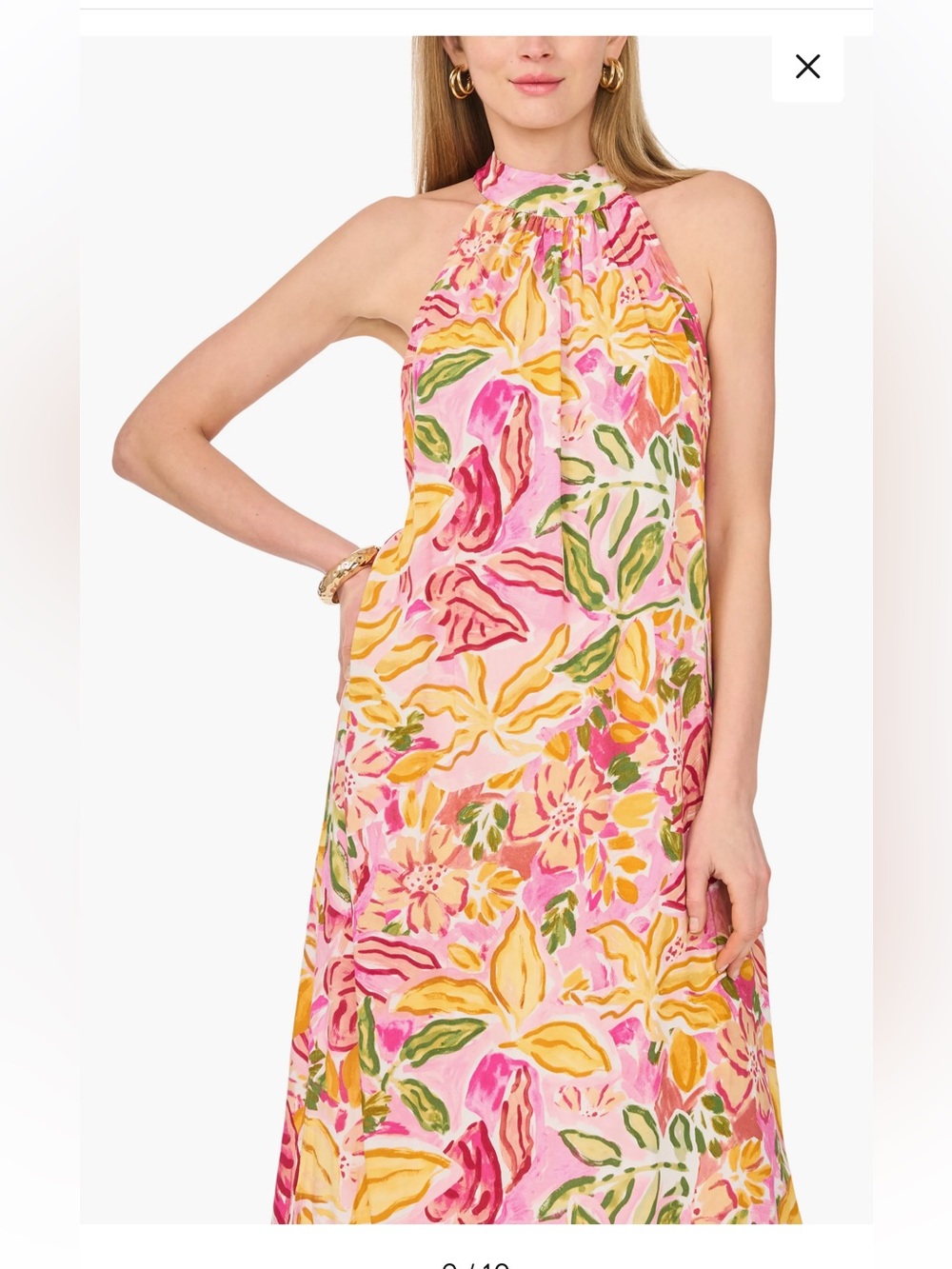 Vince Camuto Floral Challis Maxi Wedding Guest Flowy Dress Halter Tie XS - Picture 6 of 11